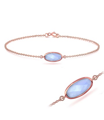 Blue Chalcedony Ellipse Shape Bracelet BRS-386-RO-GP